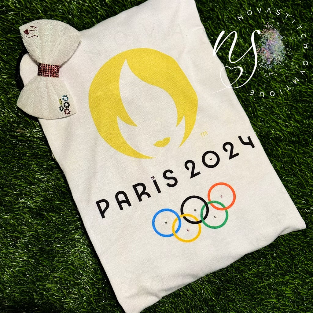 Paris 2024 Olympics Shirt and Matching Bow! ๐ผ