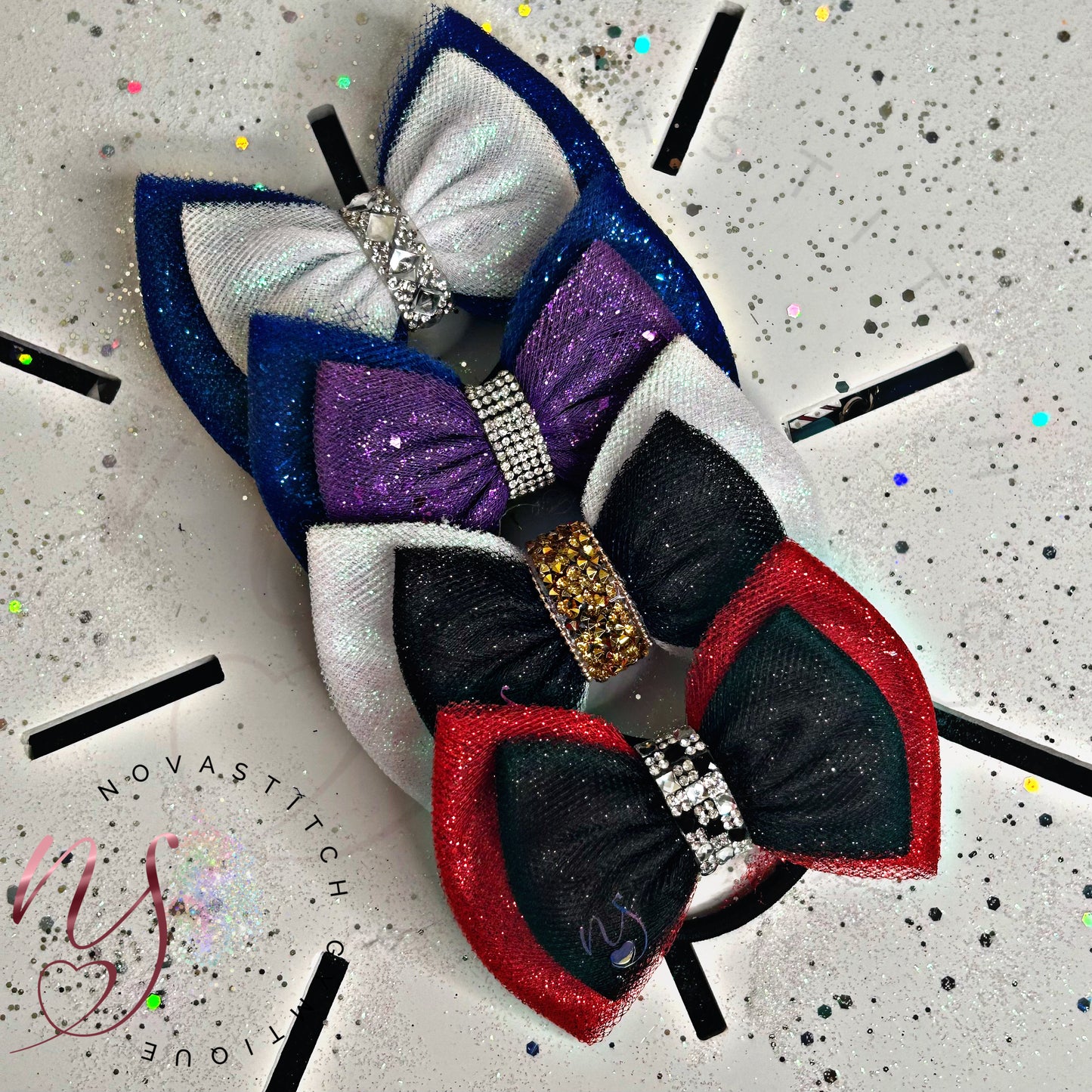 Royal Confetti Violet Dust Double Bow