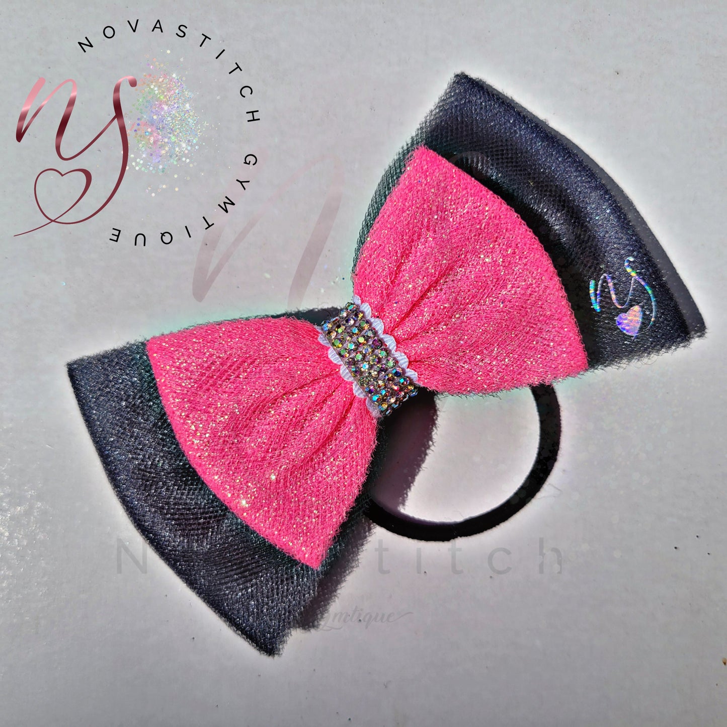Shadow (Gray) Fushia Double Bow