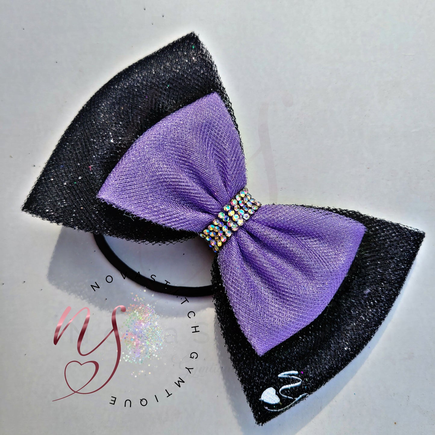 Black Shimmer Lavendar Double Bow