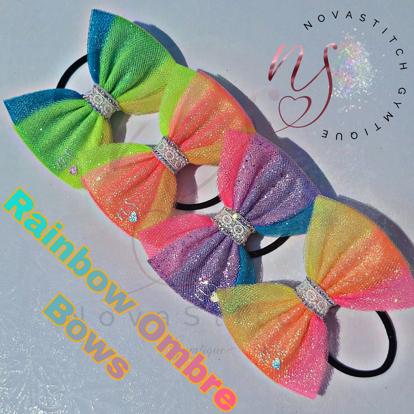 Rainbow Summer Ombre Bow Set