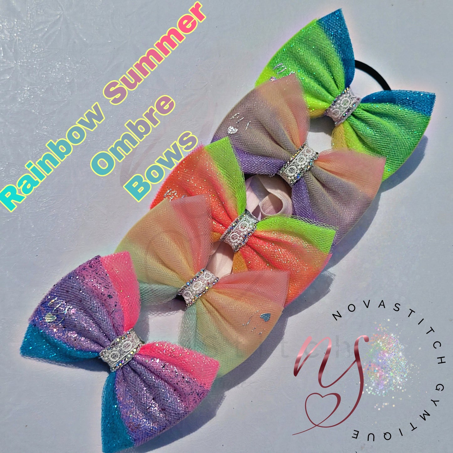 Rainbow Summer Ombre Bow Set