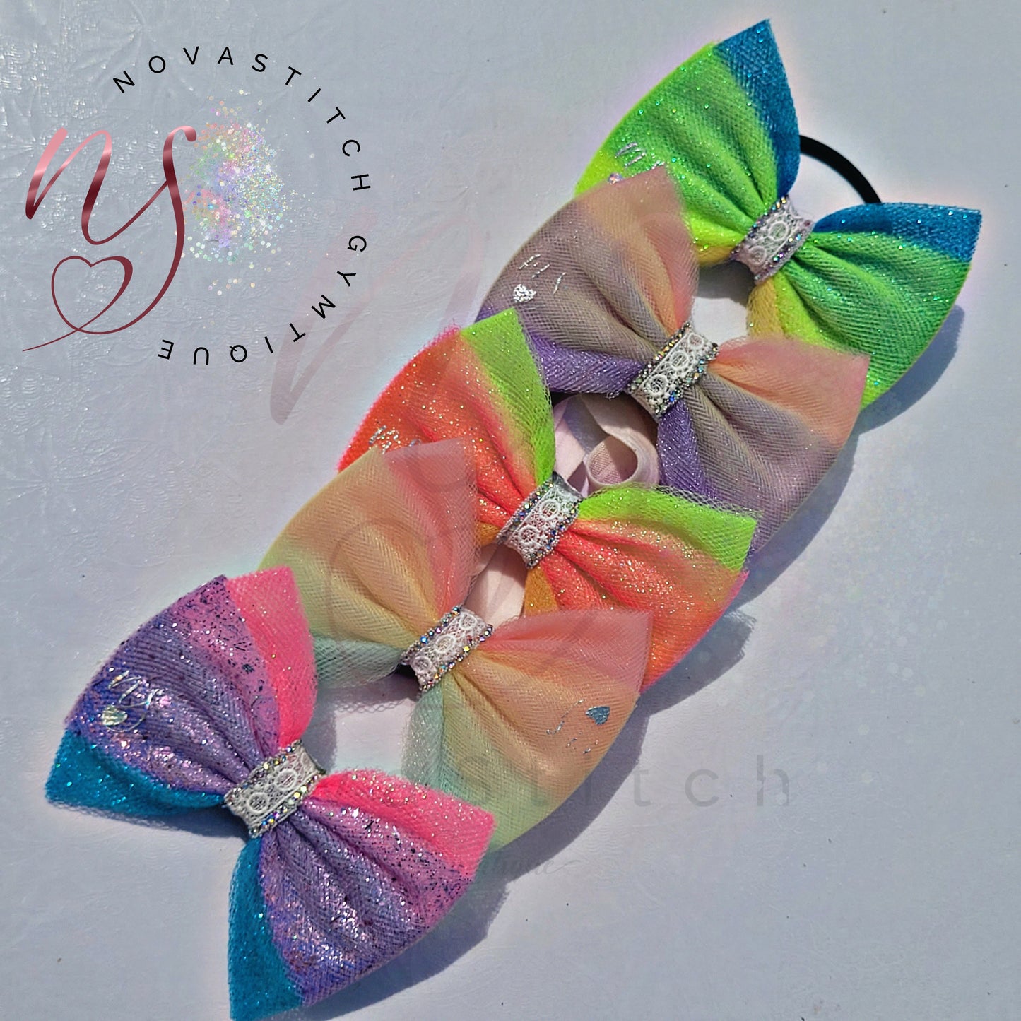 Rainbow Summer Ombre Bow Set