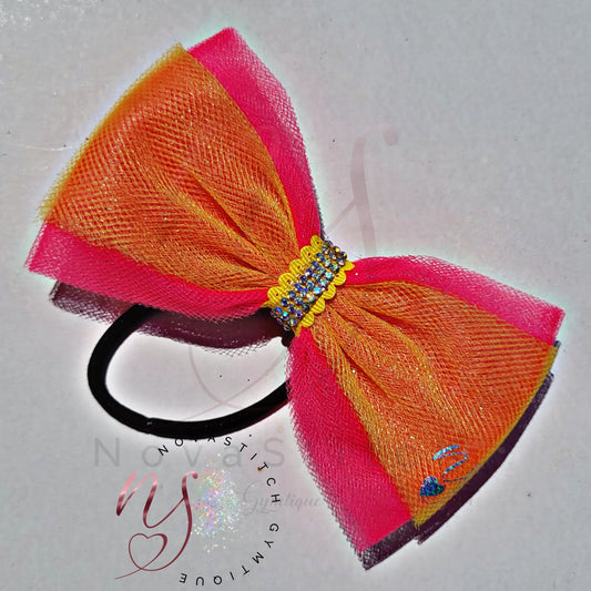 Creamsicle/Neon Pink Double Doozie Bow