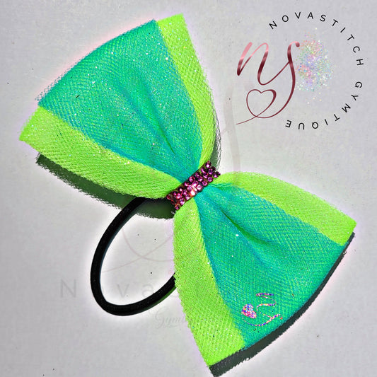 Sapphire Shimmer/Neon Lime Shimmer Double Doozie Bow