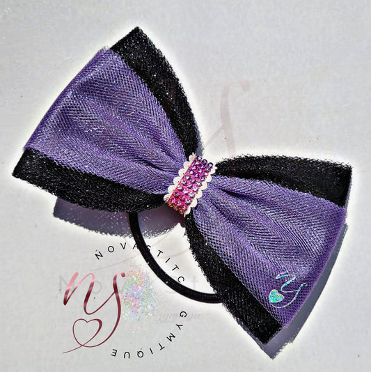 Lavendar/Black Shimmer Double Doozie Bow