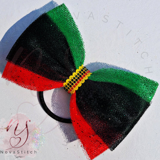 Green, Red & Black Shimmer Doozie Bow